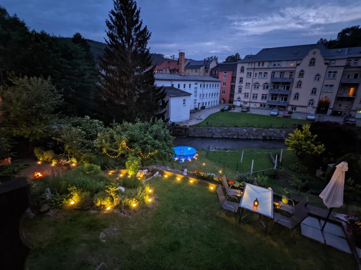 Ferienwohnung Urlaubstraum mit Pool, Terrasse&Fluss im Garten - UT Sebnitz Exterior foto