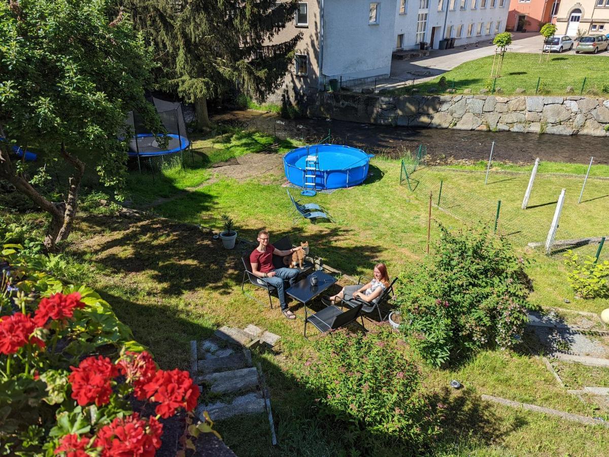 Ferienwohnung Urlaubstraum mit Pool, Terrasse&Fluss im Garten - UT Sebnitz Exterior foto