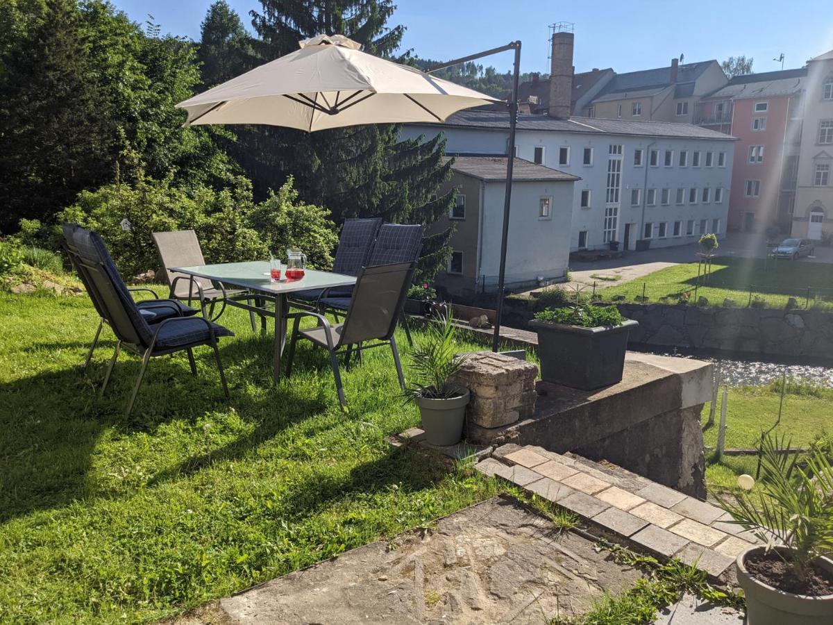 Ferienwohnung Urlaubstraum mit Pool, Terrasse&Fluss im Garten - UT Sebnitz Exterior foto