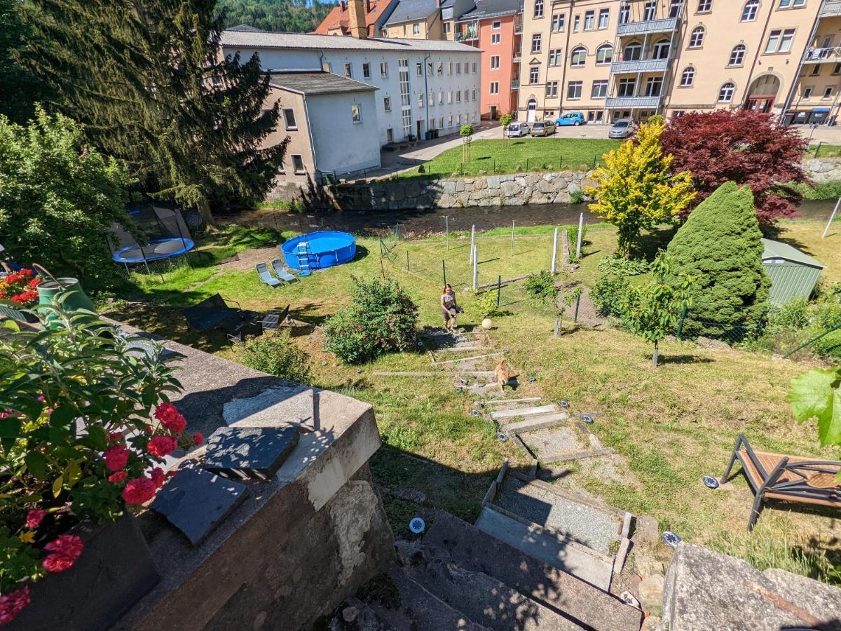 Ferienwohnung Urlaubstraum mit Pool, Terrasse&Fluss im Garten - UT Sebnitz Exterior foto